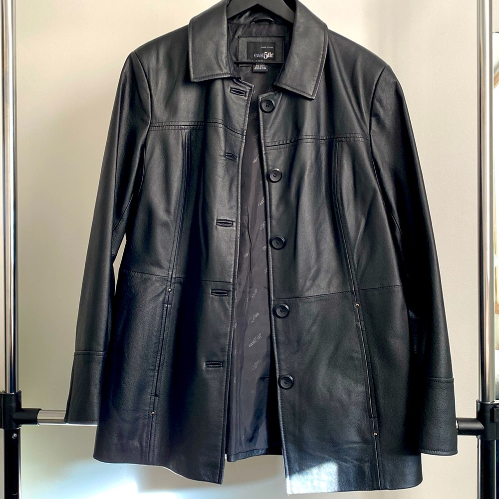 East 5th genuine black leather jacket women’s L